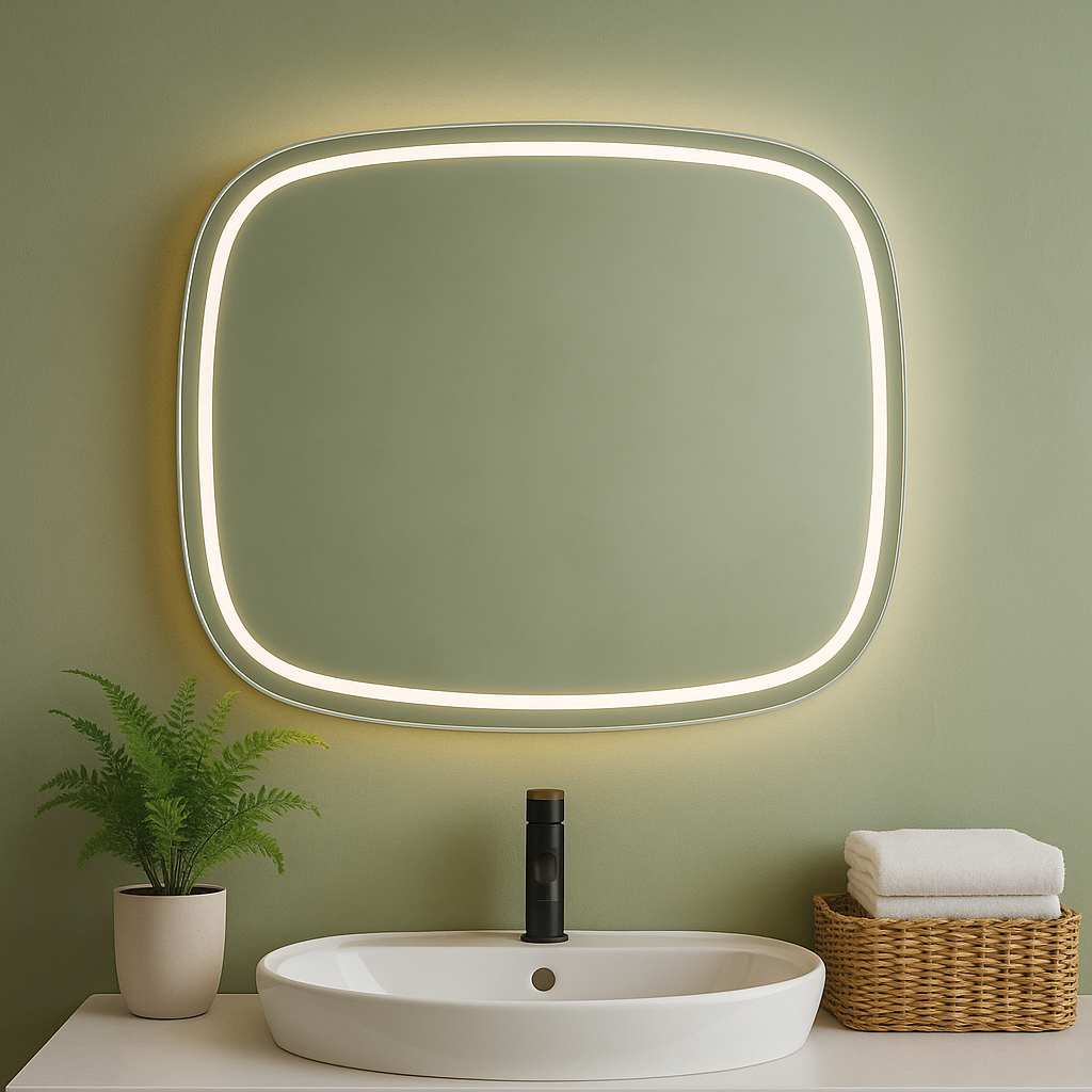 LED Bathroom Mirror – Rounded Rectangle Backlit Vanity Mirror with Touch Sensor