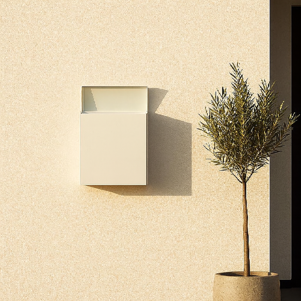 Modern Wall-Mount Mailbox with House Numbers – Minimal Exterior Address Box for Curb Appeal