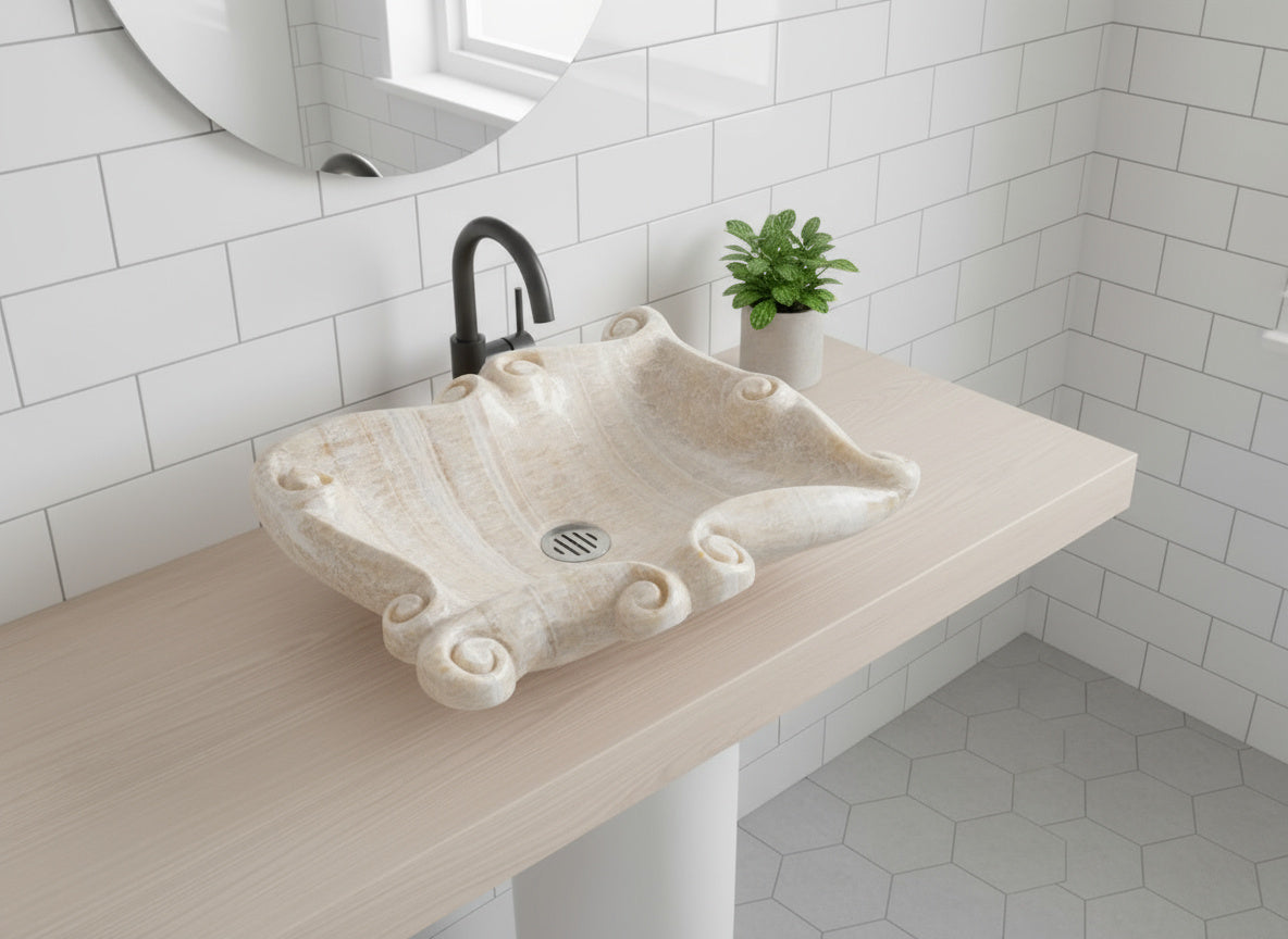 Natural Marble Sink | Luxury Bathroom Basin 19x24 inches USA | Handcrafted Stone Vessel Sink