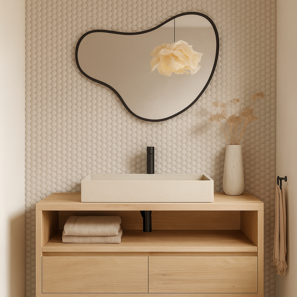 Organic Wall Mirror – Modern Irregular Blob Mirror with Black Frame