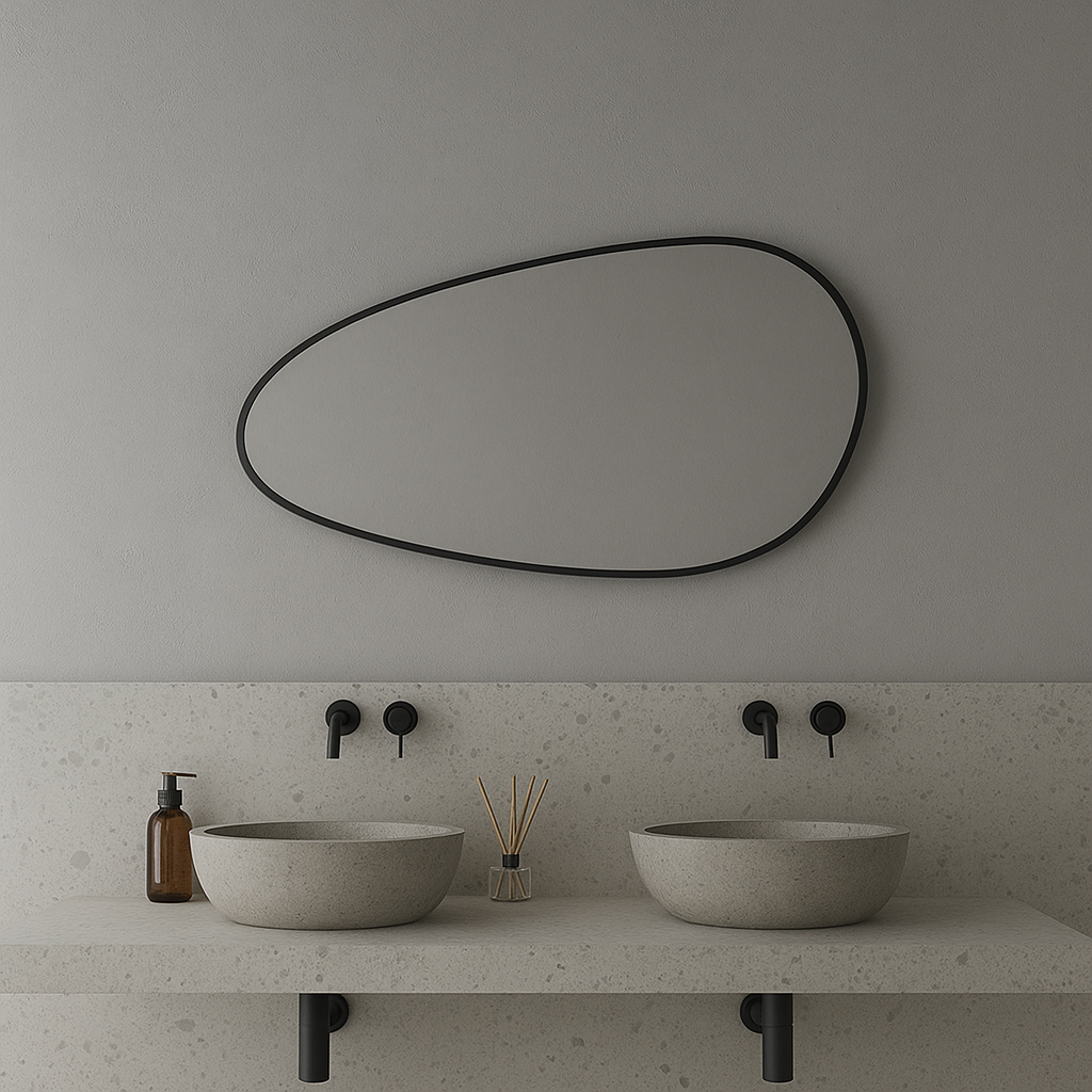 Asymmetrical Black Wall Mirror – Modern Irregular Bathroom Mirror