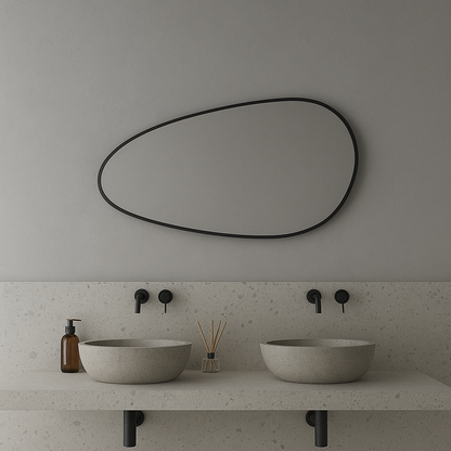 Asymmetrical Black Wall Mirror – Modern Irregular Bathroom Mirror