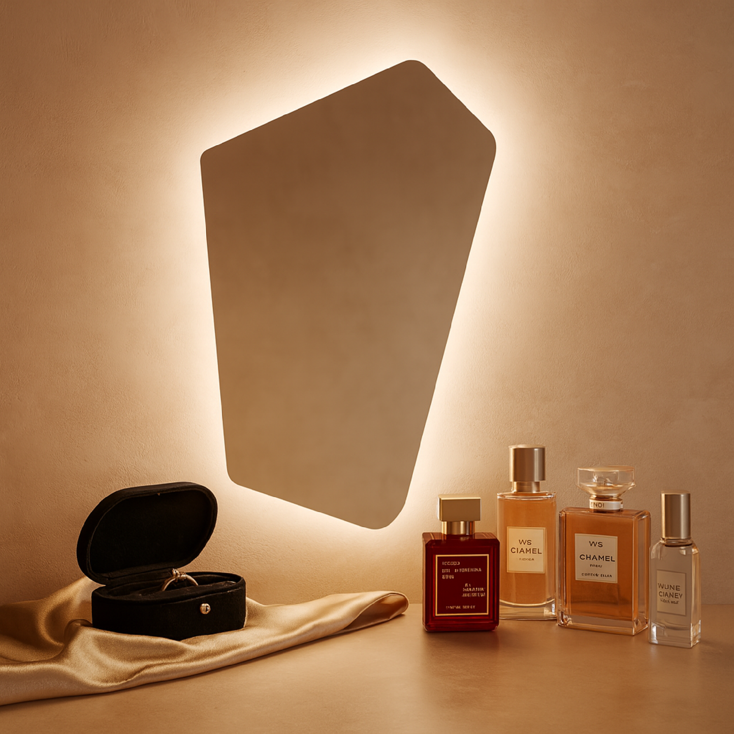LED Wall Mirror Irregular Shape – Modern Asymmetrical Backlit Bathroom Mirror