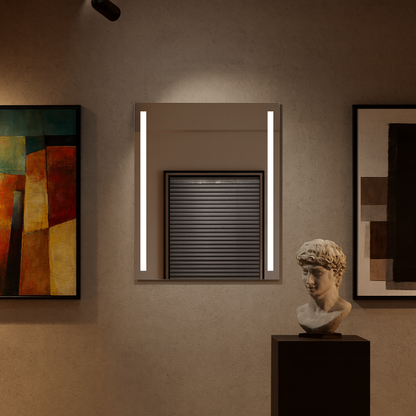 LED Bathroom Mirror – Vertical Lighted Vanity Mirror, Modern Wall Mirror with Dual LED Strips