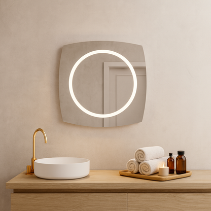 LED Bathroom Mirror Square – Modern Dimmable Vanity Wall Mirror with Backlit Design