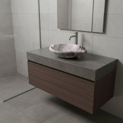 Luxury Marble Vessel Sink – Hand-Carved Natural Stone Bathroom Basin, Designer Vanity Bowl 25.6"x15.7"x5.5" (65x40x14 cm)