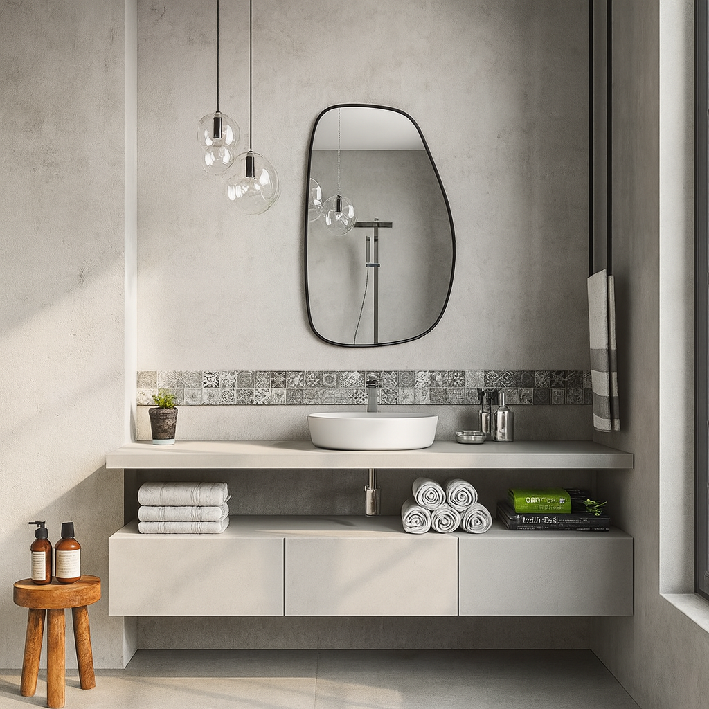 Irregular Wall Mirror – Modern Organic Mirror with Black Frame