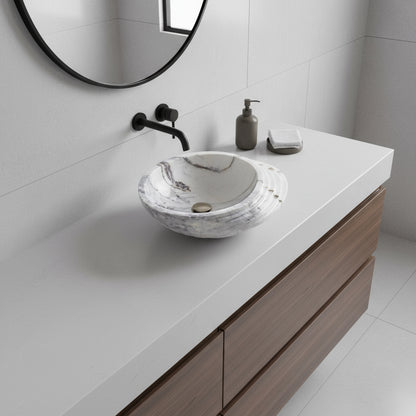 Marble Sink – Luxury Stone Sink Bathroom Basin (40x60x15 cm), Handcrafted Natural Marble Vanity Bowl