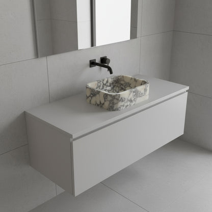 Calacatta Viola Marble Bathroom Sink – Wall-Mount Rectangular Vanity Basin, Natural Stone Polished