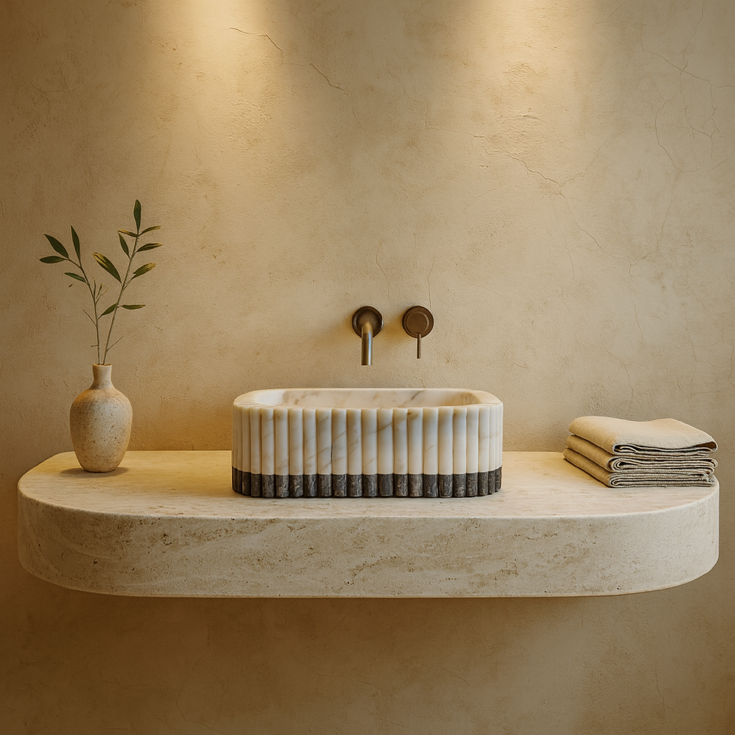 Luxury Marble Bathroom Sink – Handcrafted Natural Stone Vessel Basin, Modern Vanity Bowl