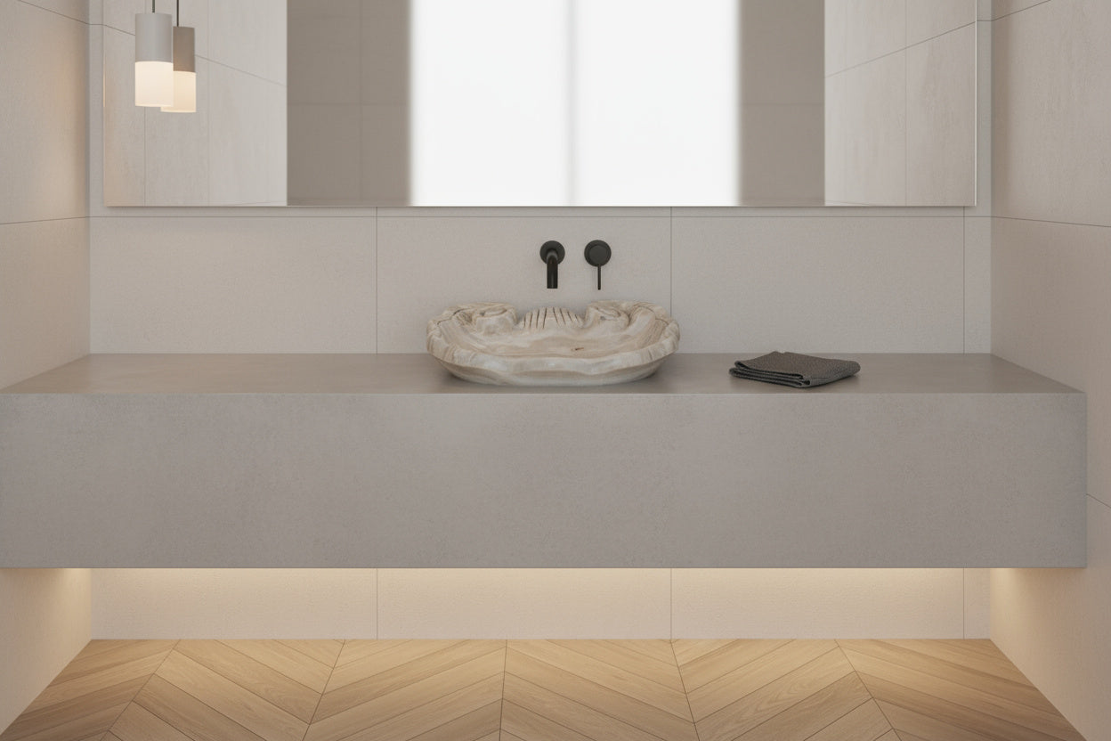 Luxury Marble Bathroom Sink – Hand-Carved Natural Stone Vessel Basin, Elegant Vanity Bowl