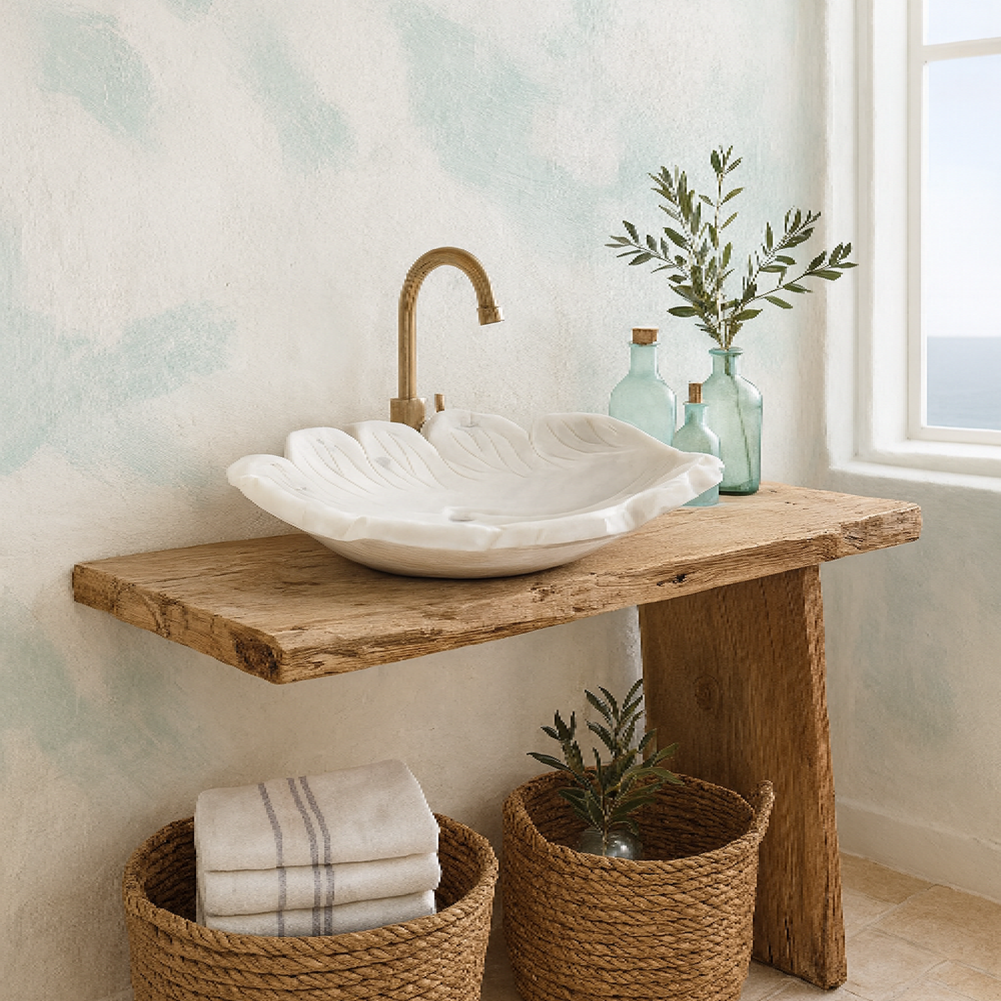 Luxury Marble Vessel Sink – Handcrafted Natural Stone Bathroom Basin, Designer Vanity Bowl