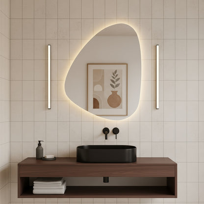 LED Bathroom Mirror – Organic Shaped Backlit Vanity Mirror with Touch Sensor,  Modern Handmade Lighted Wall Mirror