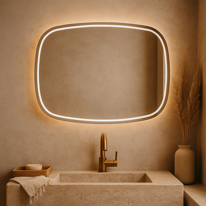 LED Bathroom Mirror – Rounded Rectangle Backlit Vanity Mirror with Touch Sensor