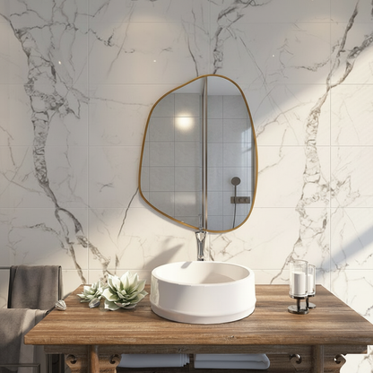 Irregular Bathroom Mirror – Modern Organic Wall Mirror with Black Frame