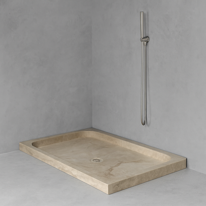 Shower Base – Travertine Stone Shower Pan | Troia Light Rectangular Marble Tray