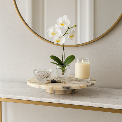 Marble Tray – Calacatta Viola Natural Stone Serving Tray (19x40x4 cm) Luxury Decorative Stand