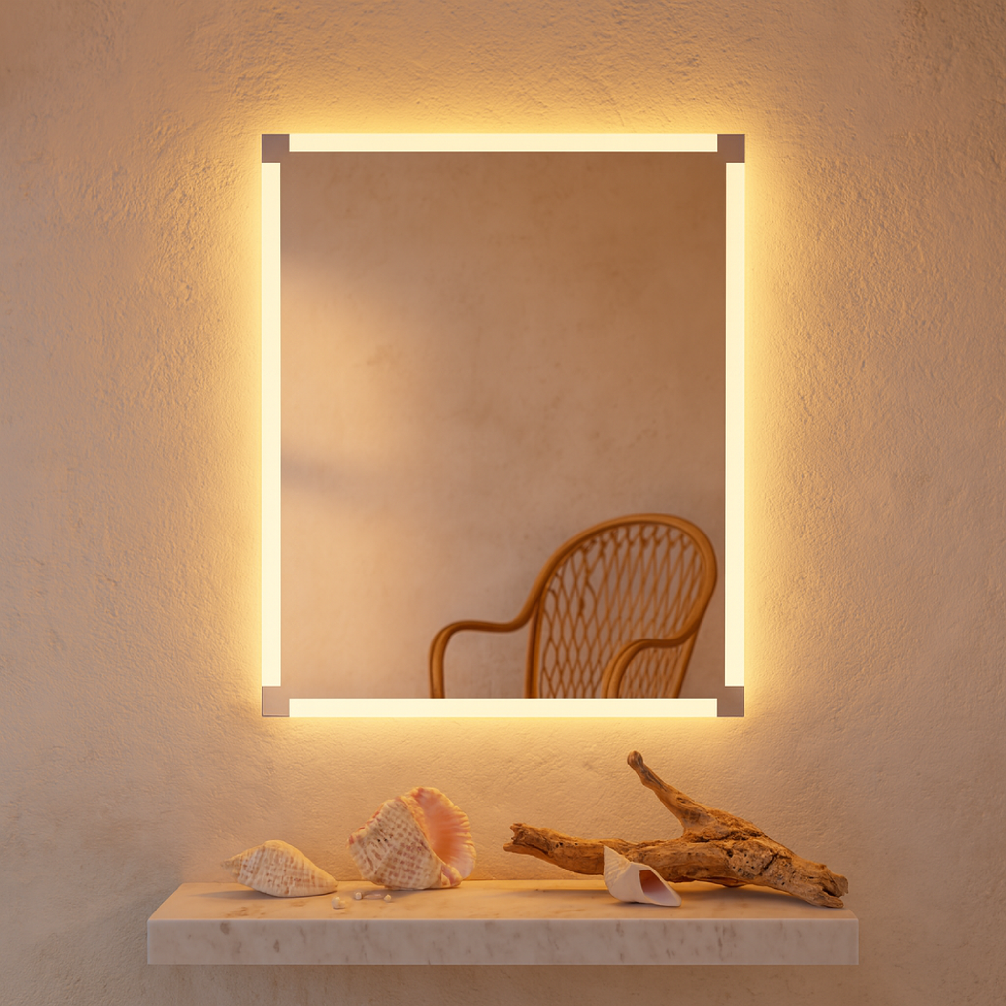 LED Bathroom Mirror – Square Backlit Vanity Mirror, Modern Lighted Wall Mirror