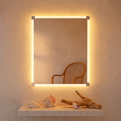 LED Bathroom Mirror – Square Backlit Vanity Mirror, Modern Lighted Wall Mirror