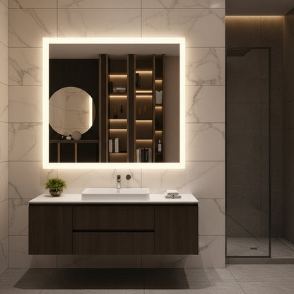 LED Wall Mirror – Modern Square Backlit Vanity Mirror, Luxury Lighted Mirror