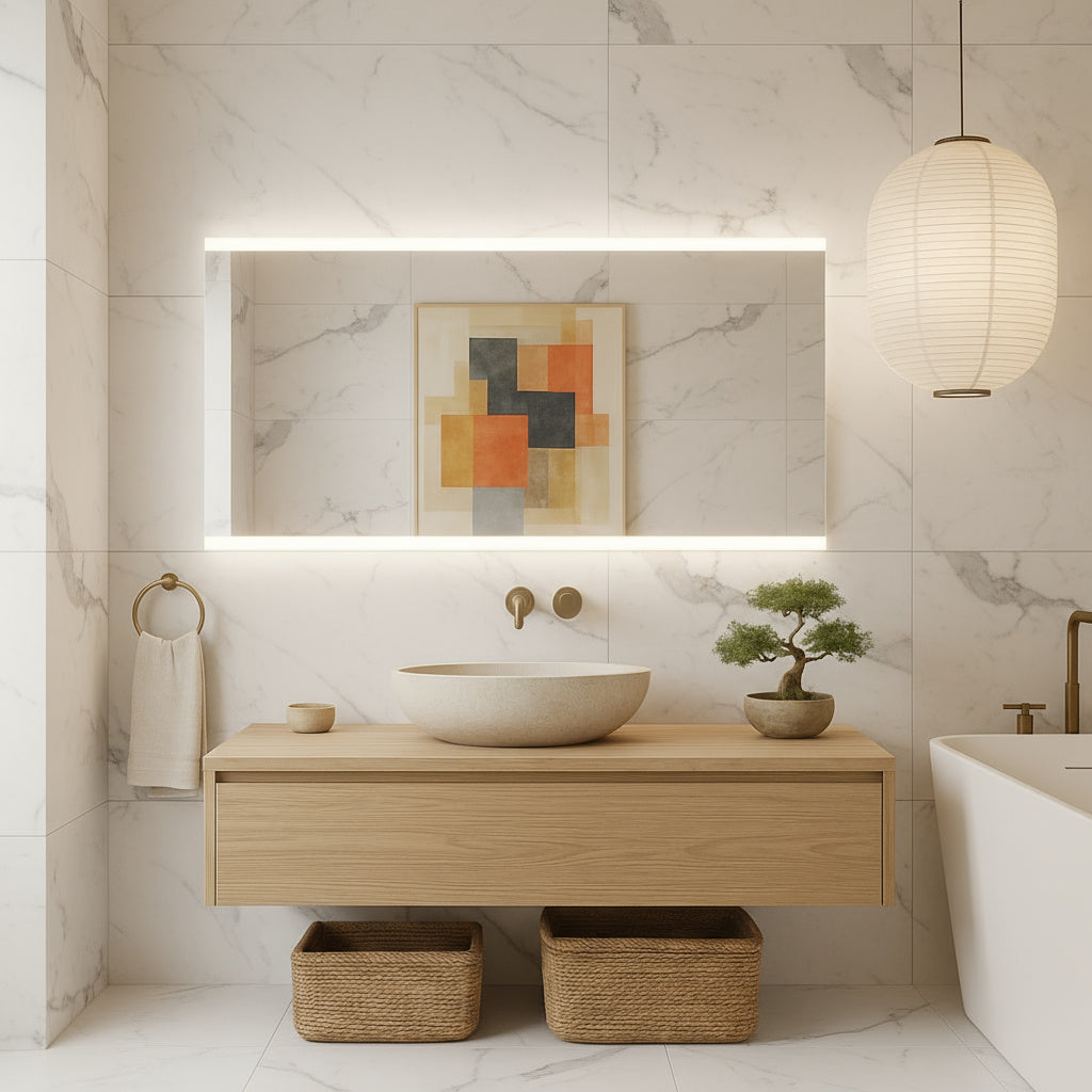 LED Bathroom Mirror – Minimalist Rectangular Lighted Vanity Mirror, Modern Backlit Wall Mirror