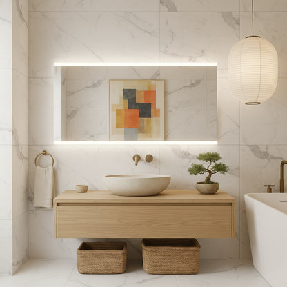 LED Bathroom Mirror – Minimalist Rectangular Lighted Vanity Mirror, Modern Backlit Wall Mirror