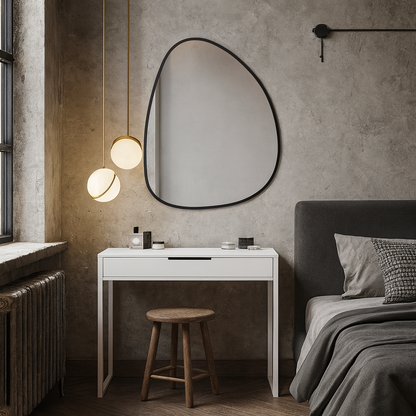 Modern Irregular Wall Mirror – Black Frame Asymmetrical Mirror for Living Room, Entryway & Bedroom