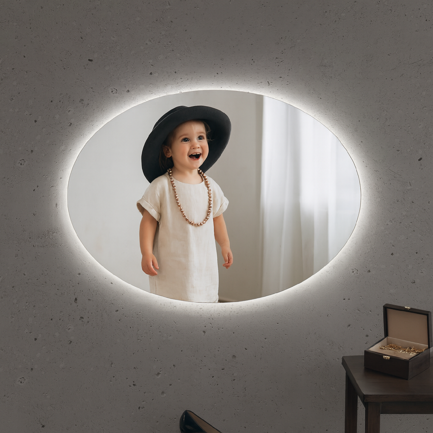 LED Bathroom Mirror Oval – Modern Backlit Vanity Wall Mirror with Dimmable Light