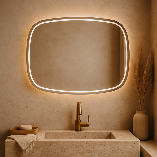 LED Bathroom Mirror – Rounded Rectangle Backlit Vanity Mirror with Touch Sensor