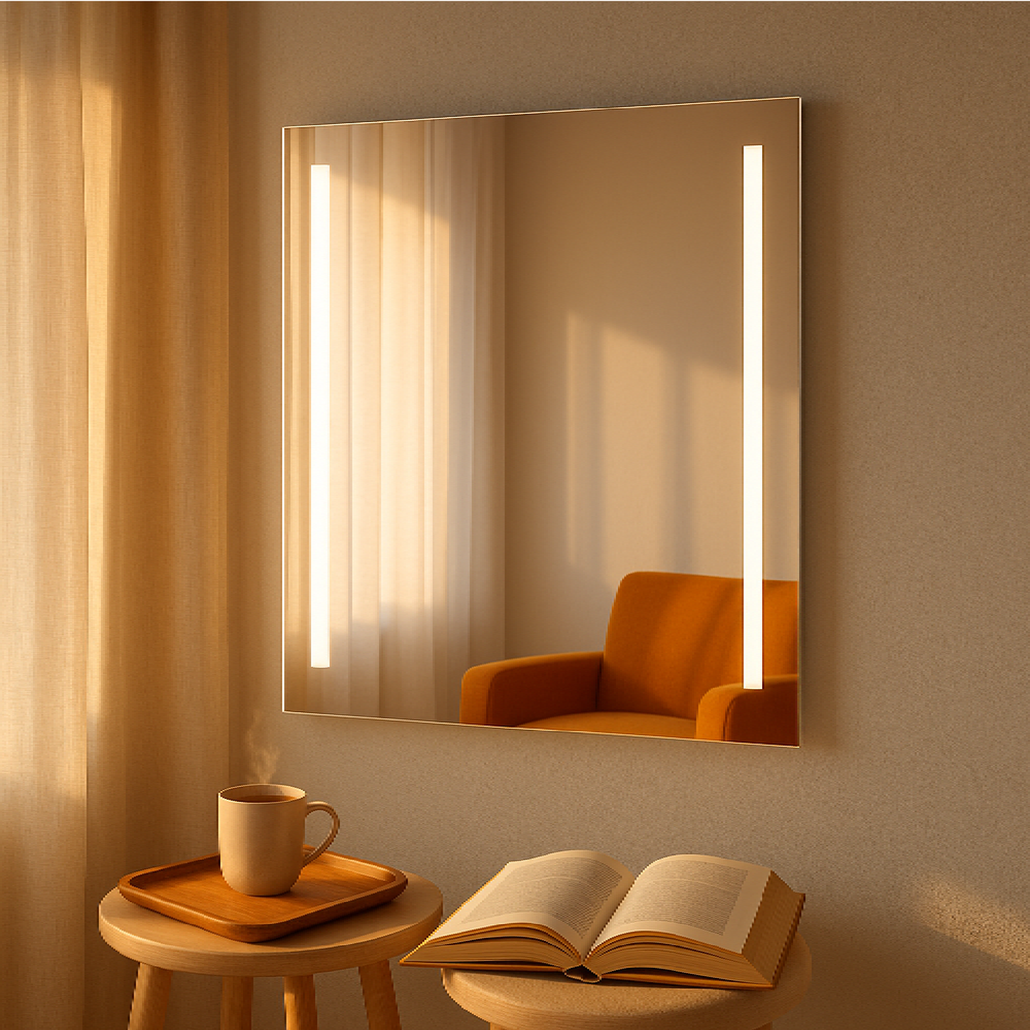 LED Bathroom Mirror – Vertical Lighted Vanity Mirror, Modern Wall Mirror with Dual LED Strips