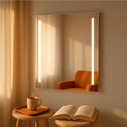 LED Bathroom Mirror – Vertical Lighted Vanity Mirror, Modern Wall Mirror with Dual LED Strips