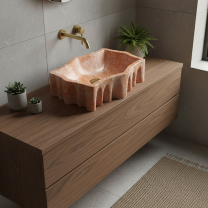 Orange Natural Stone Bathroom Basin (55x42x14 cm)