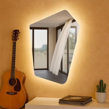 LED Wall Mirror Irregular Shape – Modern Asymmetrical Backlit Bathroom Mirror