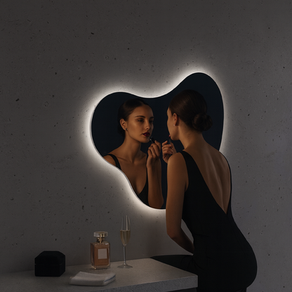 LED Bathroom Mirror Irregular Shape – Modern Asymmetrical Backlit Wall Mirror