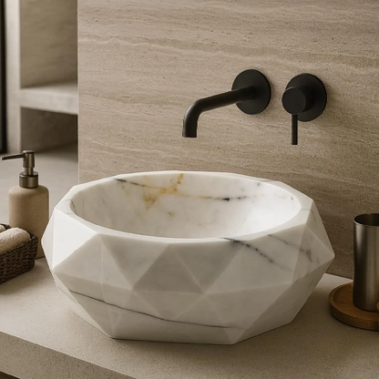 Modern Marble Vessel Sink 42x42x14 cm