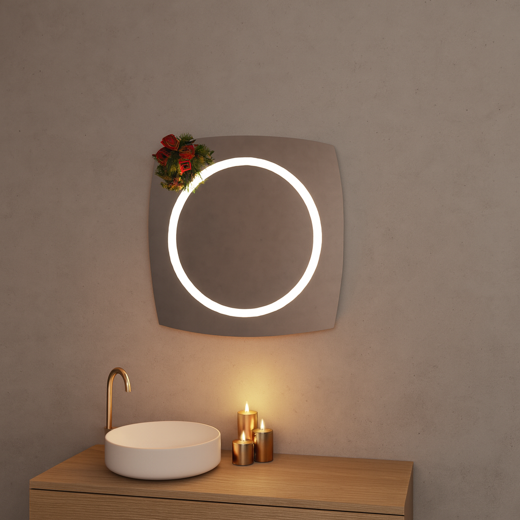 LED Bathroom Mirror Square – Modern Dimmable Vanity Wall Mirror with Backlit Design