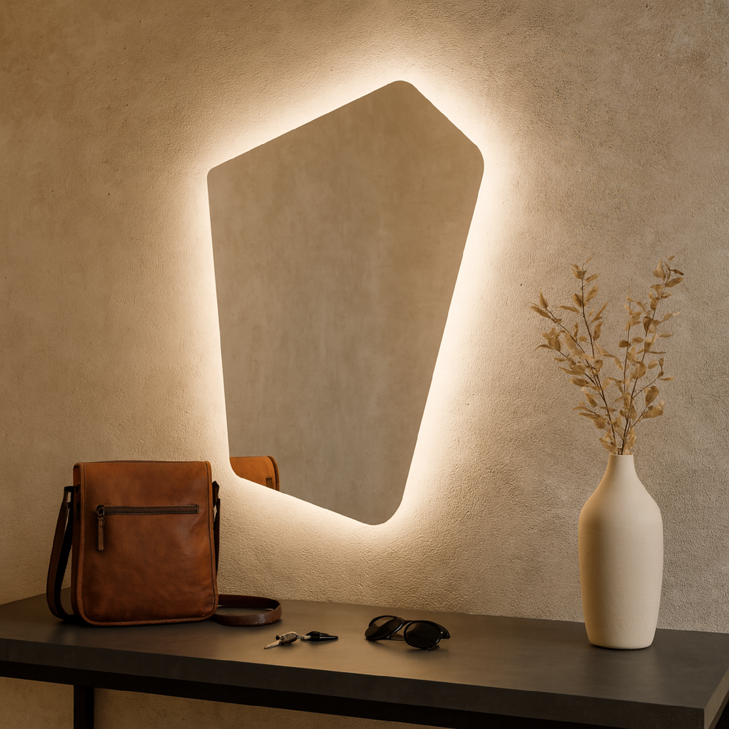 LED Wall Mirror Irregular Shape – Modern Asymmetrical Backlit Bathroom Mirror