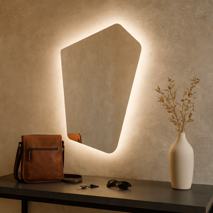 LED Wall Mirror Irregular Shape – Modern Asymmetrical Backlit Bathroom Mirror