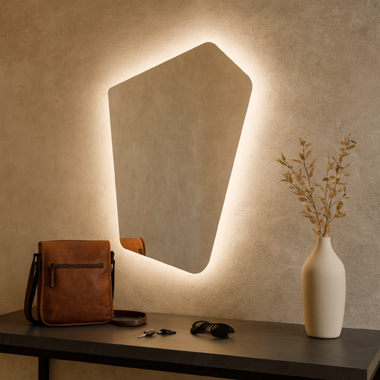 LED Wall Mirror Irregular Shape – Modern Asymmetrical Backlit Bathroom Mirror
