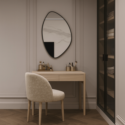 Modern Irregular Wall Mirror – Organic Shape Black Frame Mirror for Living Room & Entryway