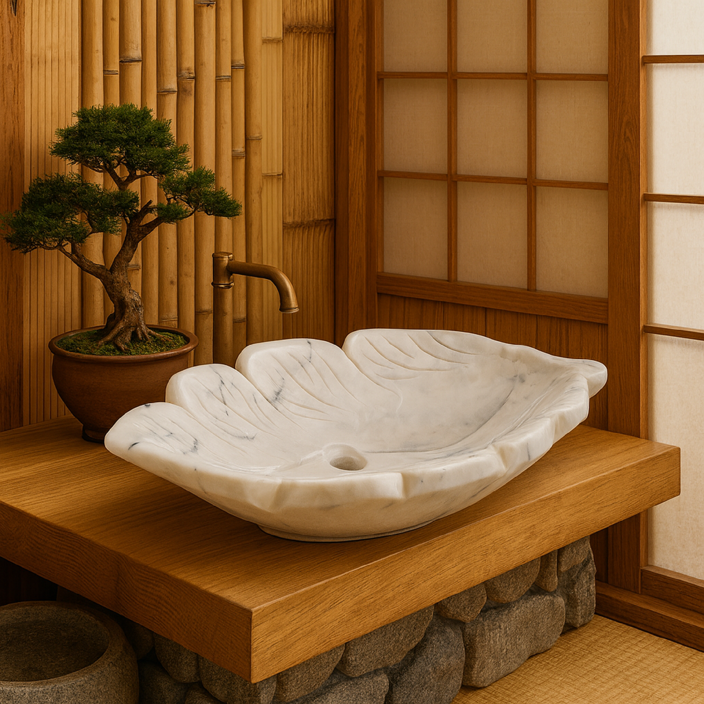 Luxury Marble Vessel Sink – Handcrafted Natural Stone Bathroom Basin, Designer Vanity Bowl