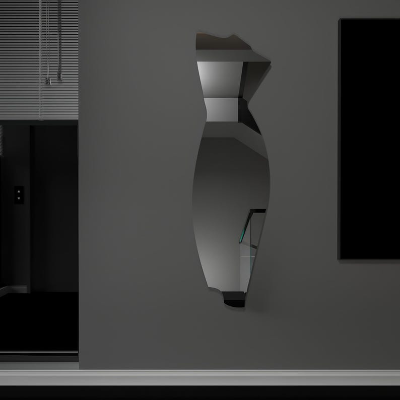 Modern Full Length Irregular Wall Mirror – Abstract Frameless Floor Mirror, Handmade Custom Shape Entryway & Bedroom Mirror