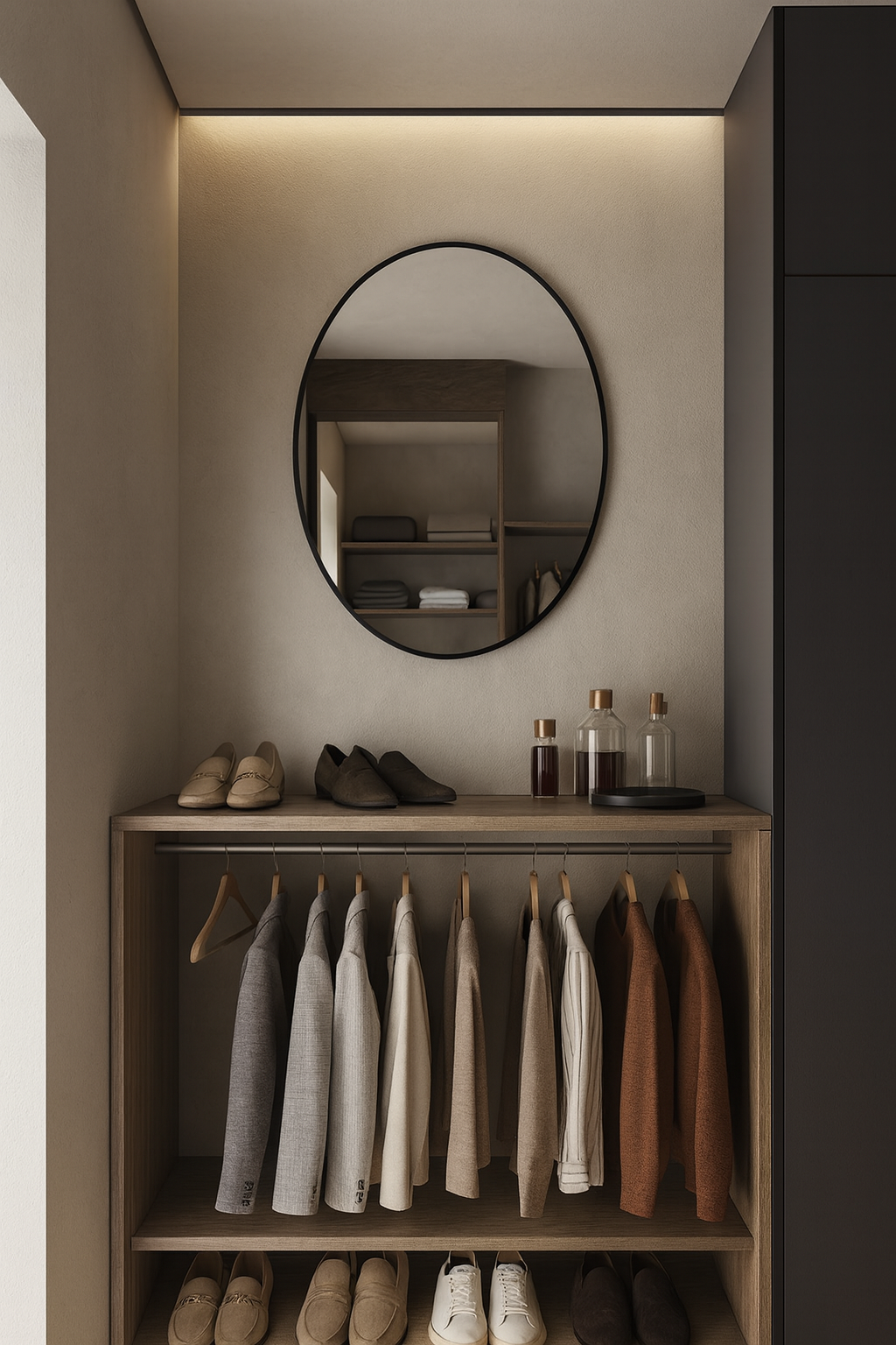 Modern Oval Wall Mirror – Thin Black Frame | Minimalist Design