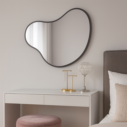 Organic Wall Mirror – Modern Irregular Blob Mirror with Black Frame
