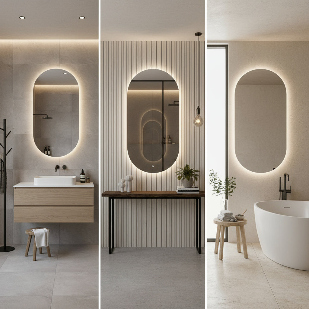 LED Bathroom Mirror – Arched Lighted Vanity Mirror with Touch Sensor | Handmade Modern Backlit Wall Mirror