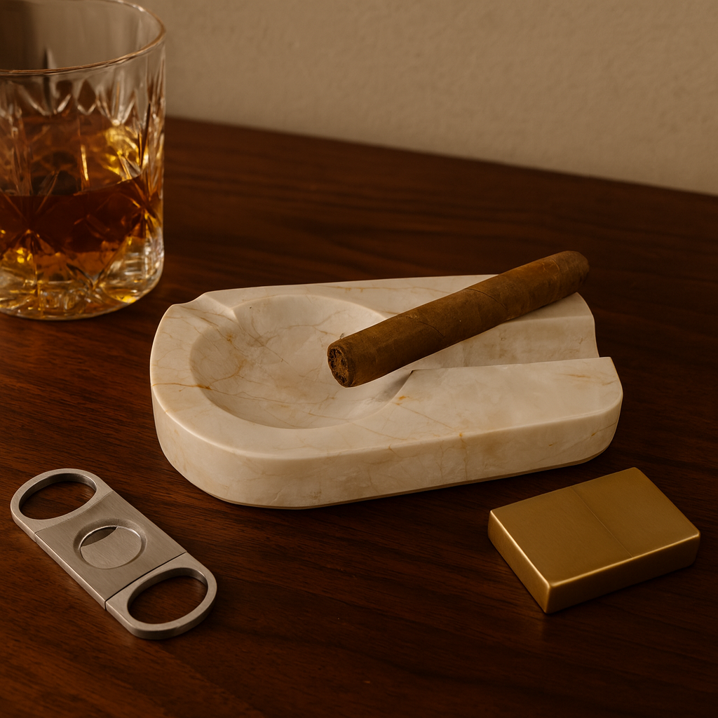 Marble Cigar Ashtray – Grey Natural Stone Luxury Handmade Ashtray