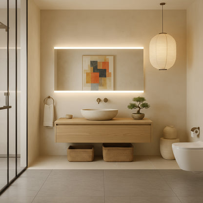 LED Bathroom Mirror – Minimalist Rectangular Lighted Vanity Mirror, Modern Backlit Wall Mirror