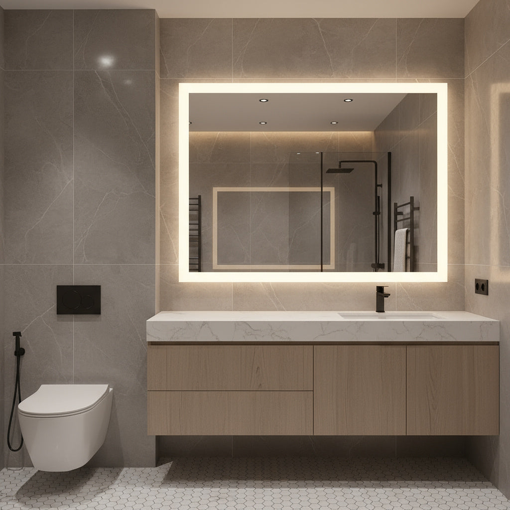 LED Wall Mirror – Modern Square Backlit Vanity Mirror, Luxury Lighted Mirror