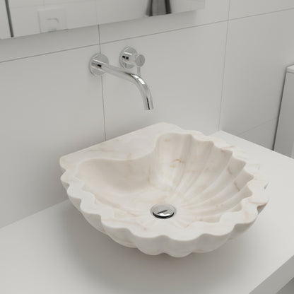 Marble Bathroom Sink – Carrara White Stone Vessel Sink Shell Design
