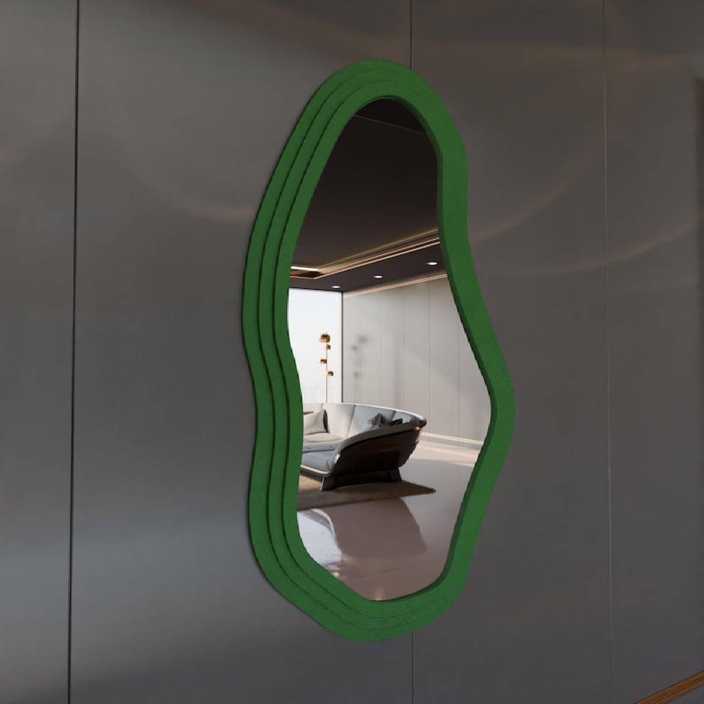 Modern Wavy Wall Mirror – Irregular Shape MDF Frame Mirror in Multiple Colors